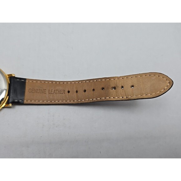Arvo Time Sawyer Gold White Dial Black Leather Quartz Watch New Battery Mens - Picture 11 of 12